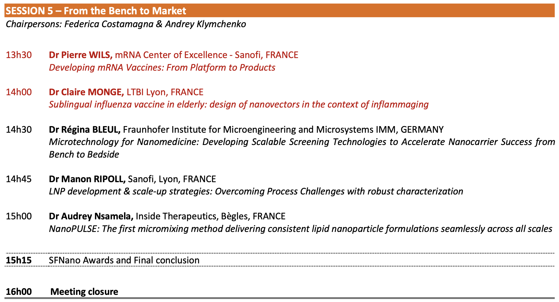 programme dernier jour